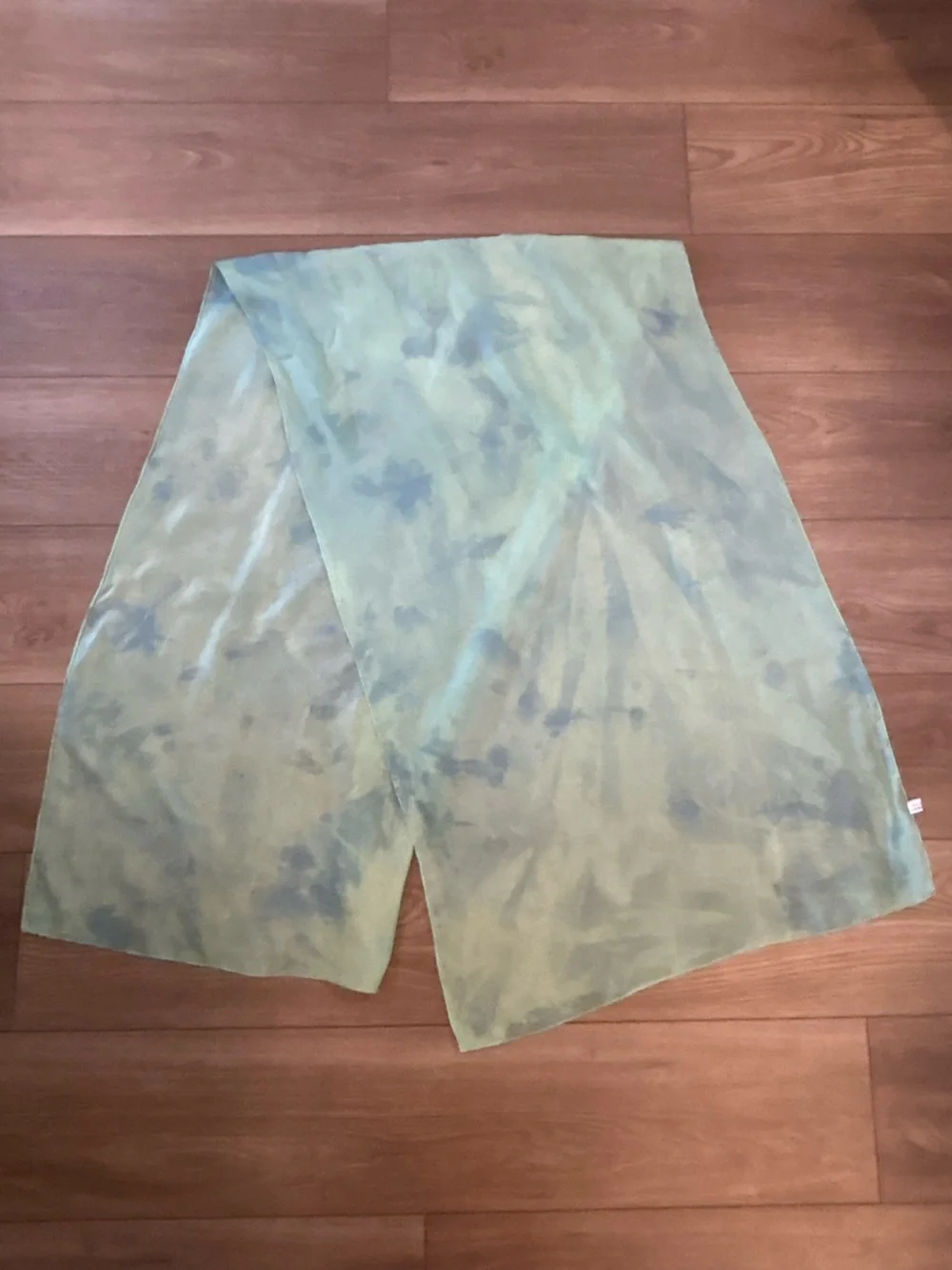 Pure Silk Scarf Shawl Wrap 70x21 Hand Dyed Watercolor Green Blue